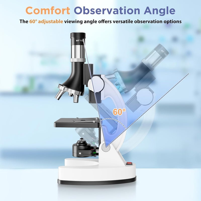 MAXLAPTER 100X-1200X Kids Microscope Kit for Children: Compound Microscope for Kid STEM Biology Discovery - Science Experiments Microscopio Set with Metal Frame, Carrying Box Educational Gift for Child 8-12 - Image 5